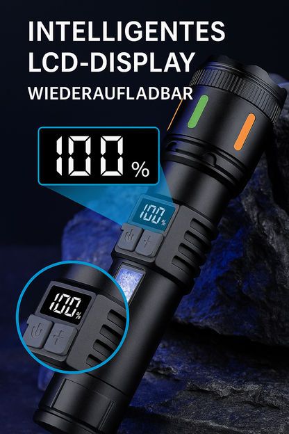 🔦 NovaFlash – LED-Taschenlampe mit Zoom & Display