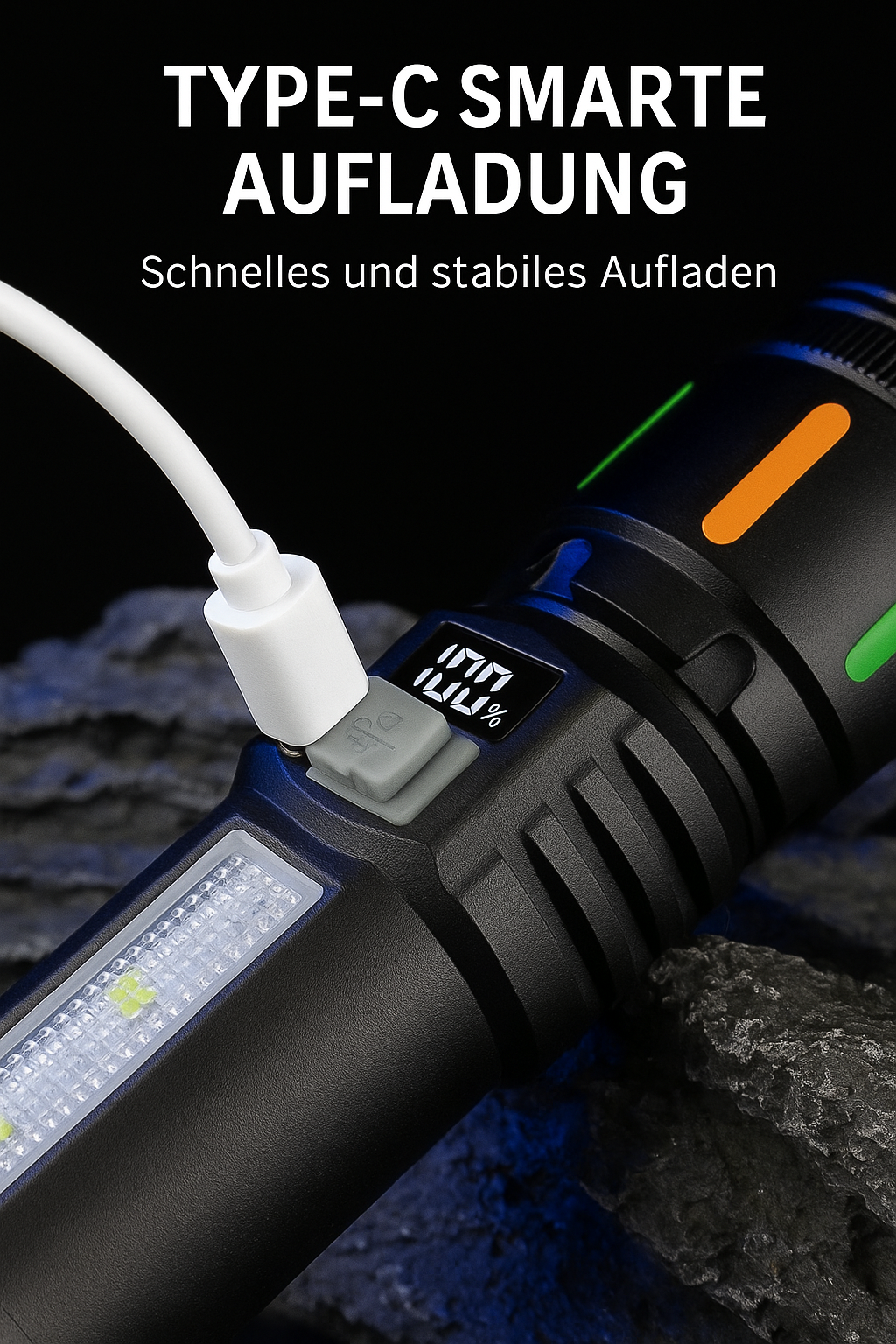 🔦 NovaFlash – LED-Taschenlampe mit Zoom & Display