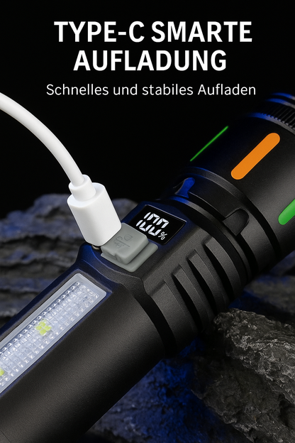 🔦 NovaFlash – LED-Taschenlampe mit Zoom & Display